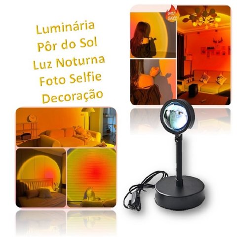 Luminária Pôr Do Sol Led Sunset Foto Decoração Iluminação