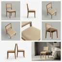 Ver imagem 3 de Kit 4 Cadeiras Estilo Contemporâneo Jabuti Madeira Maciça Encosto em Tela e Assento em Linho - Creme