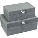 Ver imagem 2 de Kit 2 Caixa Organizadora Decorativa Home&co Sintético Cinza G:12x20x30 P:9x15x25 Cm