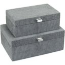 Ver imagem 6 de Jogo 2 Peças Caixa Decorativa de Sintético Cinza 12.0x20.0x30.0cm Organizadora