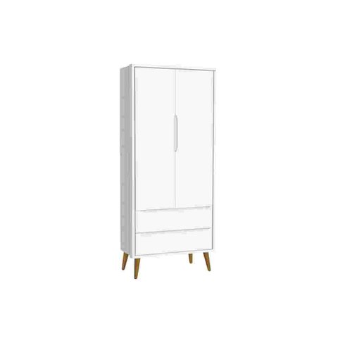 Guarda-Roupa para Quarto Infantil Retrô 2 Portas Classic New:Branco/Madeira