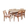 Sala De Jantar Mesa Ester 180x90 Com Vidro Off White 6 Cadeiras Alice Tela Sintética Madeira Maciça  - 3