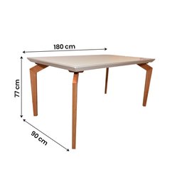 Sala De Jantar Mesa Ester 180x90 Com Vidro Off White 6 Cadeiras Alice Tela Sintética Madeira Maciça  - 6