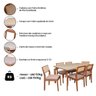 Sala De Jantar Mesa Ester 180x90 Com Vidro Off White 6 Cadeiras Alice Tela Sintética Madeira Maciça  - 4