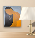 Ver imagem 1 de Mini Quadro Morna de Cabelos Negros Pintado a Mão 30x25cm