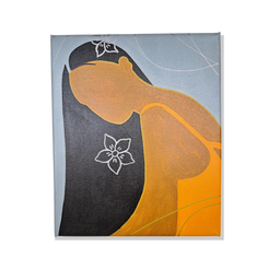 Mini Quadro Morna de Cabelos Negros Pintado a Mão 30x25cm - 2