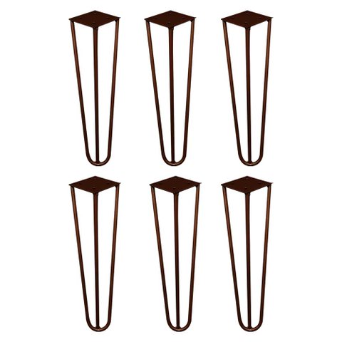 Kit 6 Pés de Metal 30 CM Hairpin Legs Mesa de Canto Rack e Puffs Bronze