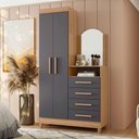 Ver imagem 2 de Guarda-roupa Solteiro com Cômoda Capri 2 Portas Nature-titanium