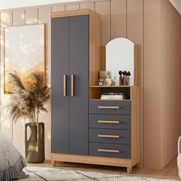 Guarda-roupa Solteiro com Cômoda Capri 2 Portas Nature-titanium - 2