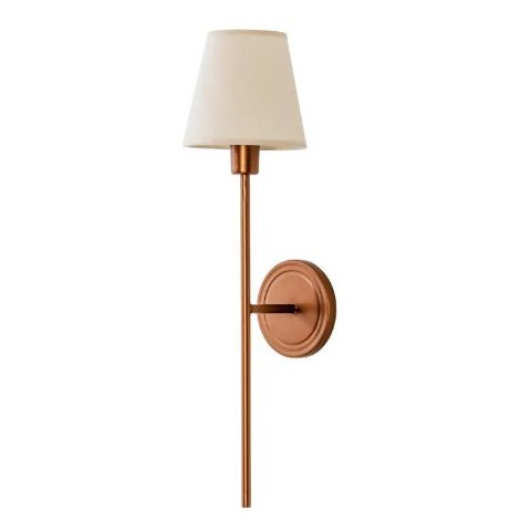 Arandela Tocheiro Dourada / Cupula Algodão 15x18x60cm 1xe27 Foco Metallo