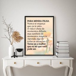Quadro Mensagem para Minha Filha 33x24cm - com Vidro:moldura Branca - 1