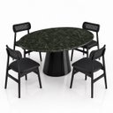 Ver imagem 3 de Mesa de Jantar Cone Oval 244x137 cm Tampo Mármore Verde Guatemala Base Laca Preta