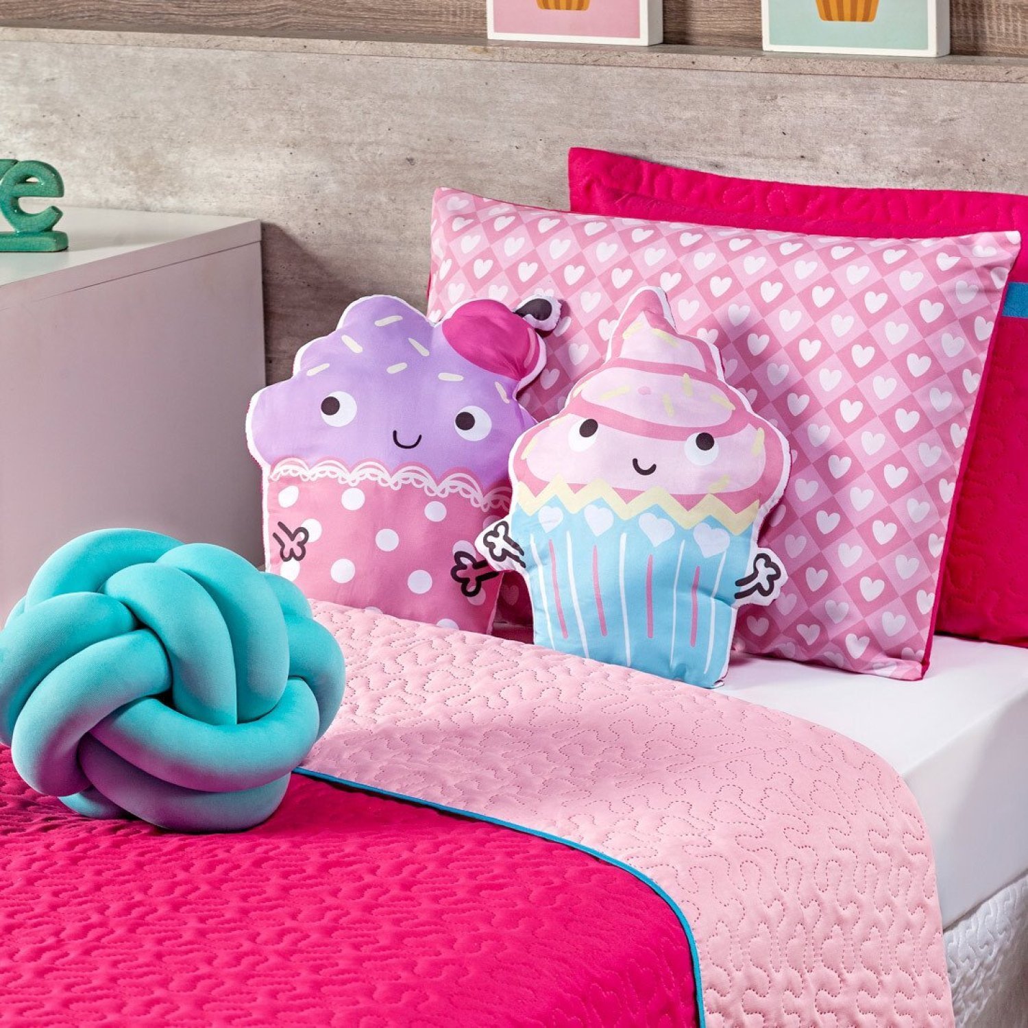 Almofadas Decorativas Infantil Cupcake Rosa