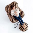 Ver mais imagens de Poltrona Vortex com Puff Listrada Design Orgânico Statement Compacto na Caixa - King House