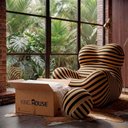Ver imagem 7 de Poltrona Vortex com Puff Listrada Design Orgânico Statement Compacto na Caixa - King House