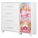 Ver imagem 1 de Cômoda Infantil para Quarto 80cm 4 Gavetas Carruagem Rosa Z53 - Mpozenato