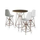 Ver imagem 1 de Jogo Mesa Bistrô Eames Tampo Amêndoa 60Cm 3 Banquetas Branca Base Ferro Cobre - Cor: Amendoa