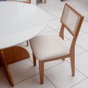Ver imagem 6 de Mesa de Jantar 1,35m com 4 Cadeiras MDF Off White com Freijó e Bege Rústico Dalla Costa Móveis