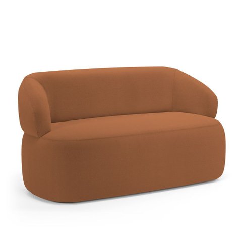 Sofá Orgânico 02 Lugares Living Glee 140cm Bouclê Terracota - Abmaza
