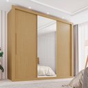 Ver imagem 1 de Guarda-Roupa Casal 3 Portas com Espelho Central 4 Gavetas Costa Rica Marrom Jequitibá