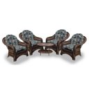 Ver imagem 1 de Conjunto de Poltronas Fibra Sintética Janaína - 4 Poltronas + 1 Mesa Centro - Tecido Palmares Petról