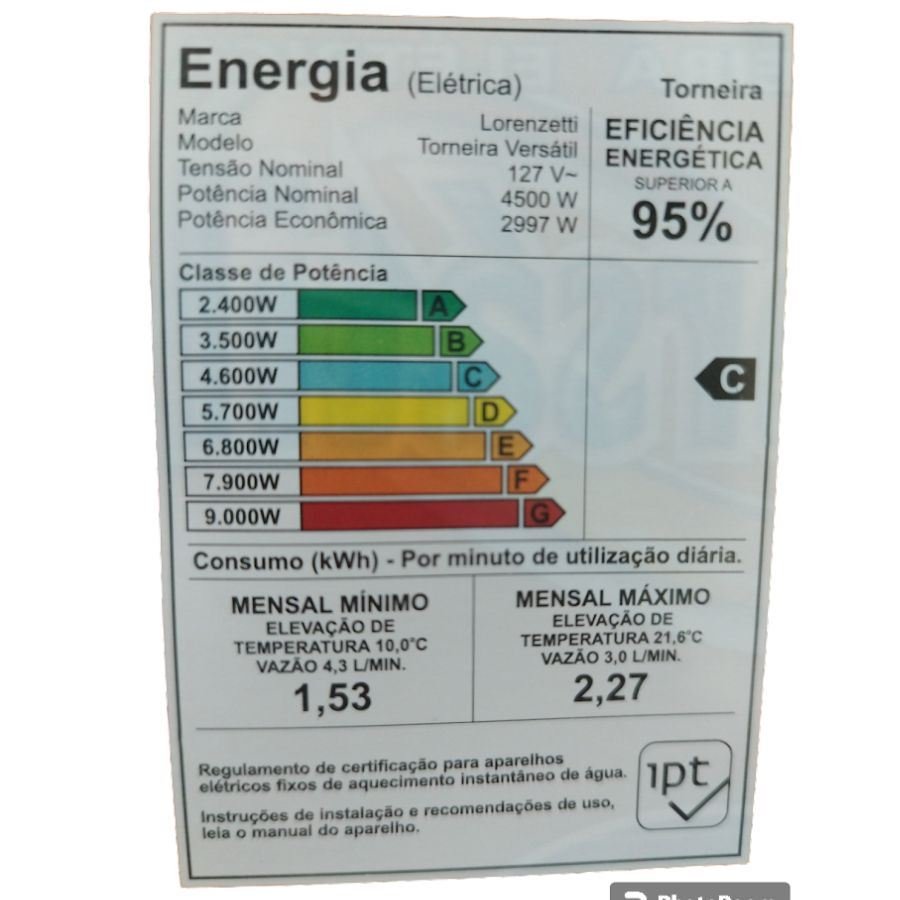 Torneira Elétrica Versátil Lorenzetti - 127v-4500w - Branca e Cromada - 4