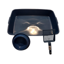 Ver imagem 4 de Caixa de Areia para Gatos com Pazinha e Comedouro - Azul