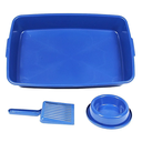 Ver imagem 1 de Caixa de Areia para Gatos com Pazinha e Comedouro - Azul