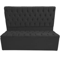 Cabeceira Mais Calçadeira Baú Casal 140cm Para Cama Box Suede Preto - 2