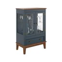 Ver imagem 1 de Mini Cristaleira de Madeira Maciça 2 Portas Azul Petróleo