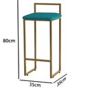Ver imagem 3 de Kit 3 Banquetas Altas Estofadas Suede Pietra Base Dourada:azul turquesa