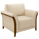 Ver mais imagens de Kit 2 Poltronas Decorativas Sala de Estar 102cm Pés Madeira Roya M22 Linho Champanhe - Mpozenato