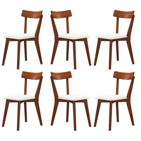 Kit 6 Cadeiras Madeira Maciça Linho Rafa Yescasa