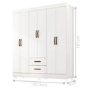 Ver imagem 2 de Roupeiro 6 Portas 2 Gavetas Lite Branco Brilho 150cm Largura Quarto Casal Mdp