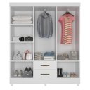 Ver imagem 4 de Roupeiro 6 Portas 2 Gavetas Lite Branco Brilho 150cm Largura Quarto Casal Mdp