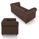 Ver mais imagens de Conjunto Sala de Estar 1 Sofá Living 200cm e 1 Poltrona Stanford Chesterfield Pés Madeira Couro Marr