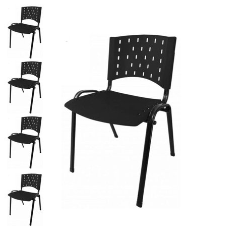 Kit 05 Cadeiras Plásticas 04 Pés - Cor Preto - 24000