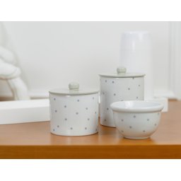 Kit Higiene Porcelana Bebê Maternidade Poá Cinza Unissex K078 - 3