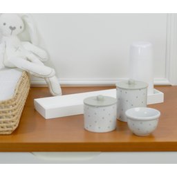 Kit Higiene Porcelana Bebê Maternidade Poá Cinza Unissex K078 - 2