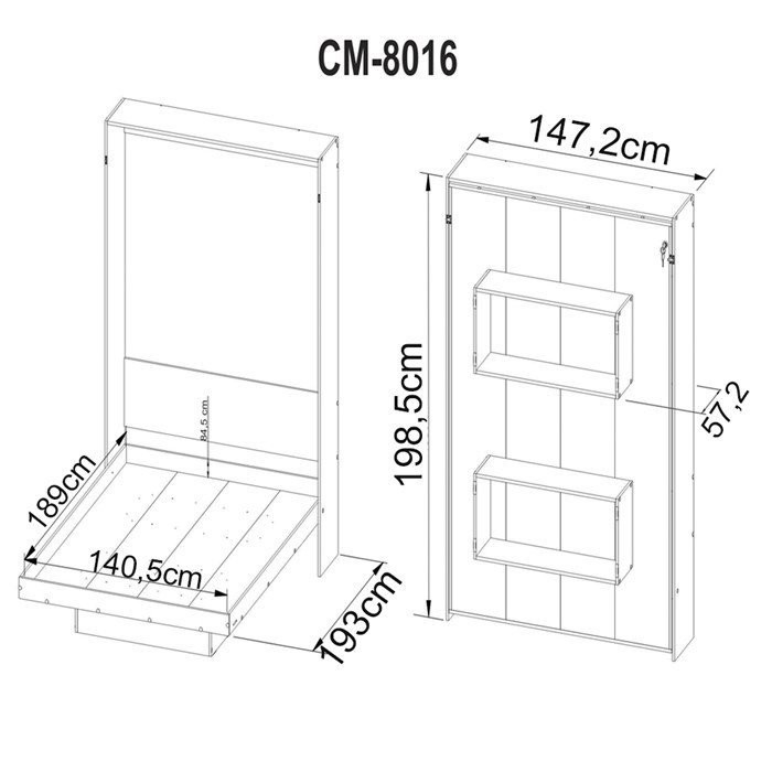 Cama Retratil De Parede Casal CM8016 Amendoa Tecno Mobili - 4