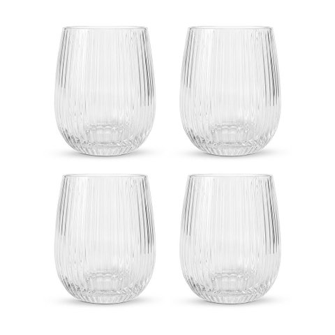 Jogo de Copos Baixo de Cristal Transparente Syrah Whisky 340ml 4 Peças - Lehaví