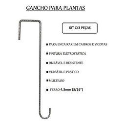 3 Ganchos Caibro 50cm P/ Pendurar Plantas e Gaiolas - 2
