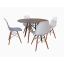Ver imagem 6 de Conjunto de Mesa de Jantar Redonda 90cm Tampo de Madeira Amêndoa com 4 Cadeiras Brancas