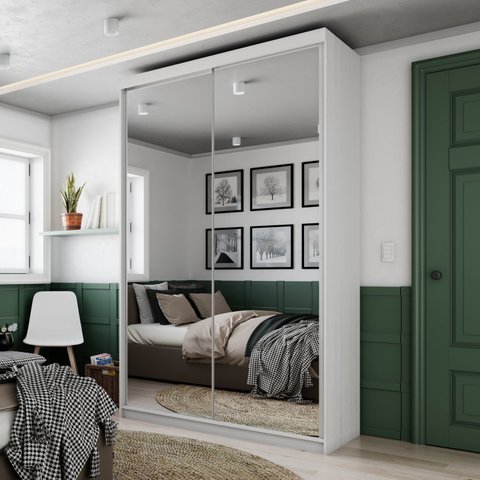 Guarda Roupa Solteiro Com Espelho 2 Portas Em Perfect Lugano 