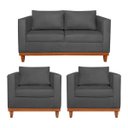 Ver imagem 1 de Kit Sofá 3 Lugares e 2 Poltronas Europa 180 cm Estilo Conforto e Elegância Linho - Doce Sonho Móveis