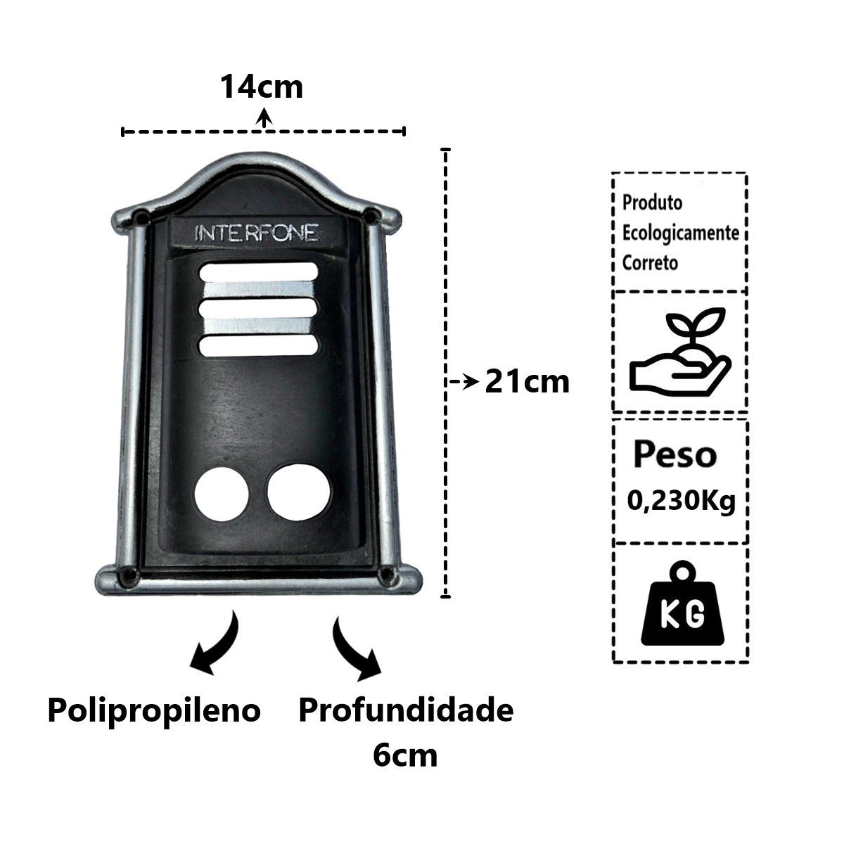 Protetor Interfone Caixa de Polipropileno Prata 21x14x6cm Brassol - 4