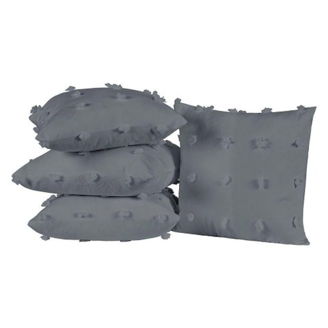 Kit 4 Almofadas Cheias para Sofá 45x45cm Sofist Micro Percal 300 Fios - Cinza