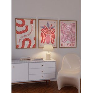 Kit 3 Quadros Decorativos Linhas Illusion Moderno