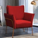 Ver imagem 3 de Poltrona para Sala Decorativa Lotus Bronze Assento Veludo Vermelho - Iben Móveis