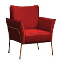 Ver imagem 1 de Poltrona para Sala Decorativa Lotus Bronze Assento Veludo Vermelho - Iben Móveis